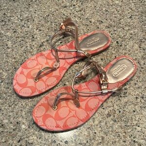 COACH Size 9 Shirley Rose Gold Mirror Metallic Orange